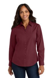 Port Authority® Women's Long Sleeve Carefree Poplin Shirt - Image 3