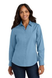 Port Authority® Women's Long Sleeve Carefree Poplin Shirt - Image 5