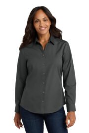 Port Authority® Women's Long Sleeve Carefree Poplin Shirt - Image 7