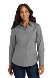 Port Authority® Women's Long Sleeve Carefree Poplin Shirt - Image 9