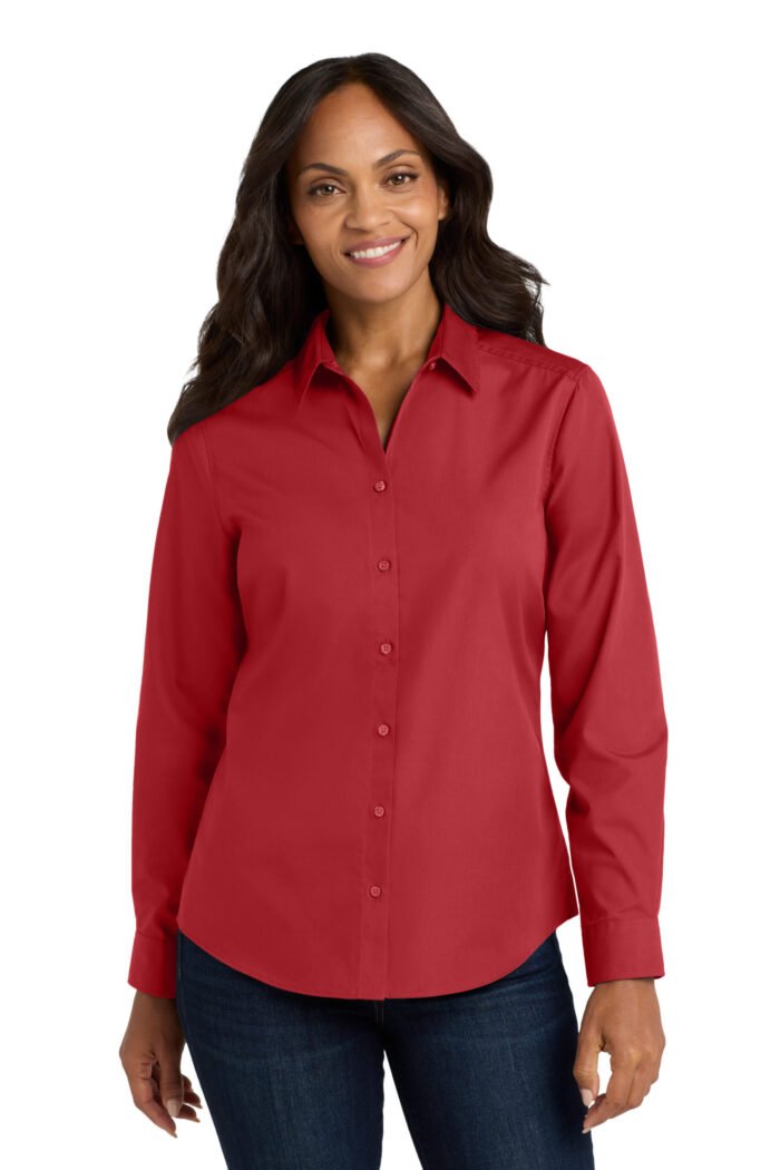 Port Authority® Women's Long Sleeve Carefree Poplin Shirt - Image 11