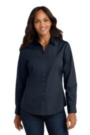 Port Authority® Women's Long Sleeve Carefree Poplin Shirt - Image 13