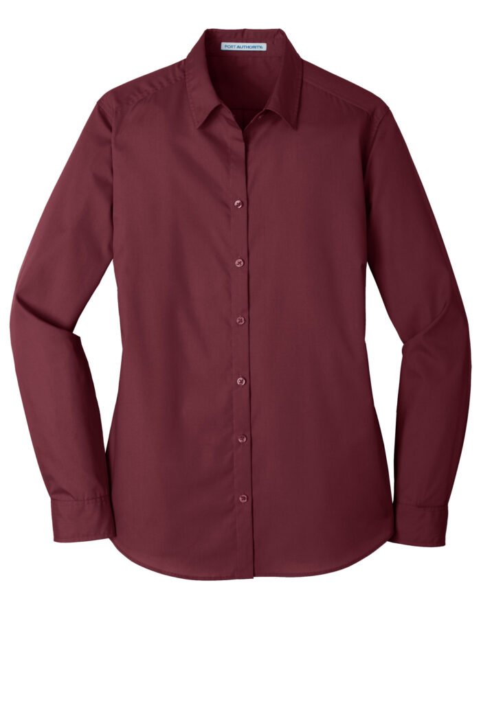 Port Authority® Women's Long Sleeve Carefree Poplin Shirt - Image 4