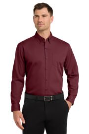 Port Authority® Long Sleeve Carefree Poplin Shirt - Image 3