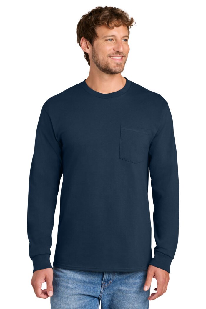 Port & Co® Long Sleeve Essential Pocket Tee - Image 6