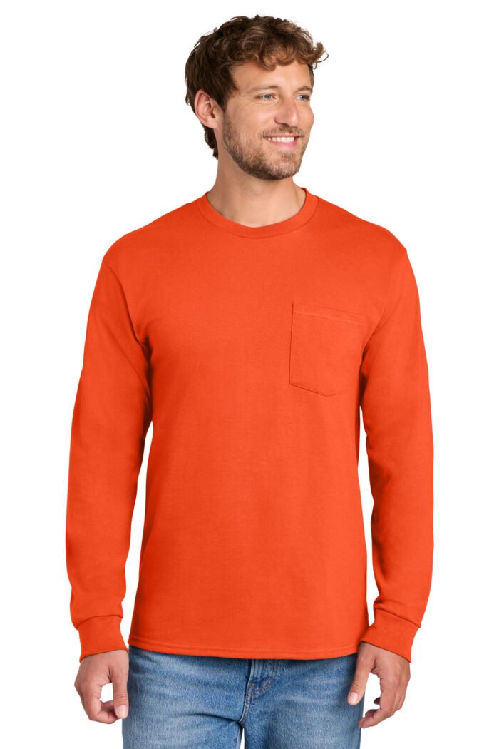 Port & Co® Long Sleeve Essential Pocket Tee - Image 7