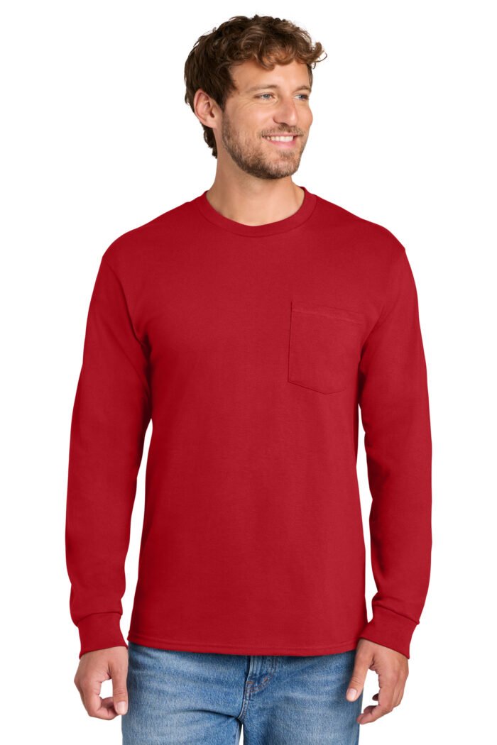 Port & Co® Long Sleeve Essential Pocket Tee - Image 8