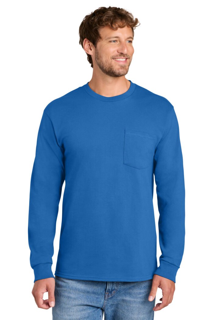 Port & Co® Long Sleeve Essential Pocket Tee - Image 9