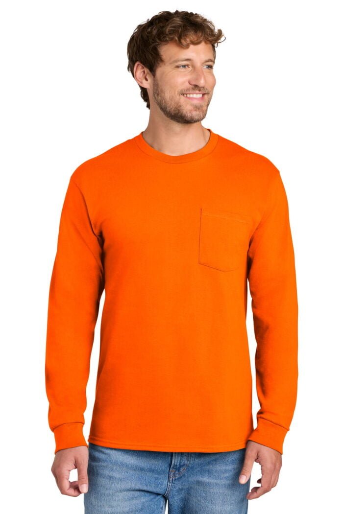 Port & Co® Long Sleeve Essential Pocket Tee - Image 11