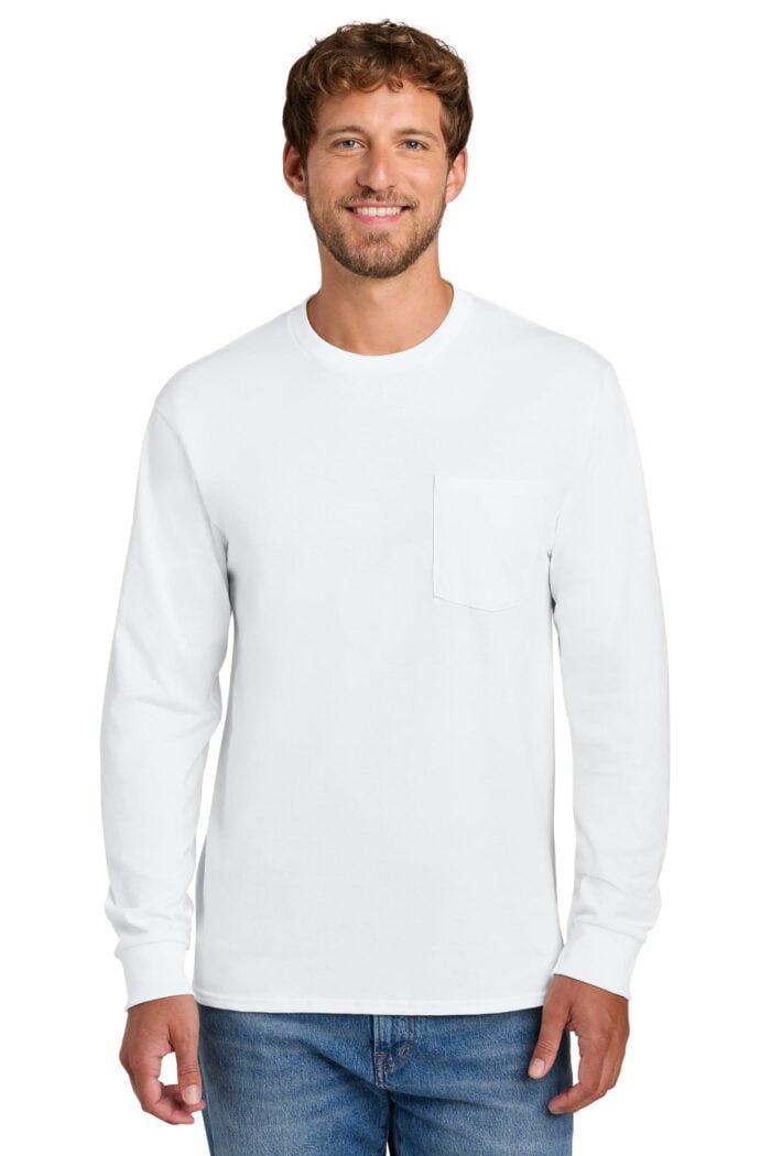 Port & Co® Long Sleeve Essential Pocket Tee - Image 12